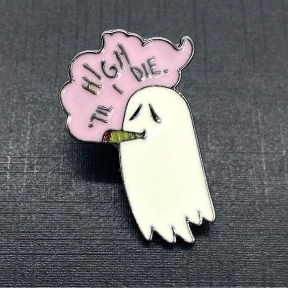 Stoner Halloween Enamel Ghost Pin - Picture 1 of 3
